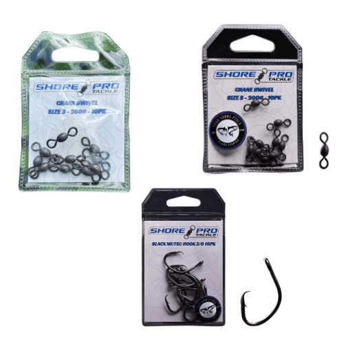 Black Mutsu Light  #3/0 , Crane Swivel Size #3 250, Crane Swivel Size #5 200 lb.